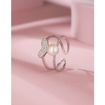 Pearl Love Design Silver Ring